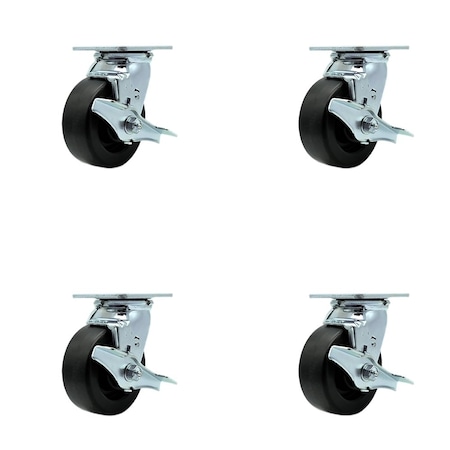 Service Caster Tool Box Caster Wheel Set 5'' Polyolefin Swivel Casters, 4PK TOOL-SCC-30CS520-POB-TLB-4